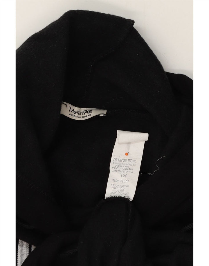 MELTIN' POT Mens Graphic Hoodie Jumper XL Black Cotton Vintage Meltin' Pot and Second-Hand Meltin' Pot from Messina Hembry 