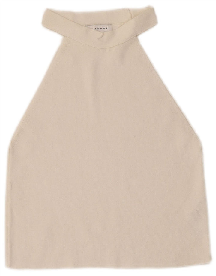 Topshop feminino cropped top UK 8 pequeno viscose branca