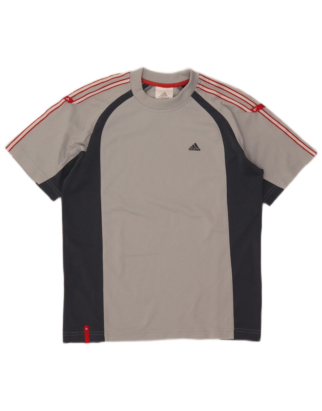 Camiseta Adidas Meninos 11-12 Anos Cinza Colorblock Poliéster