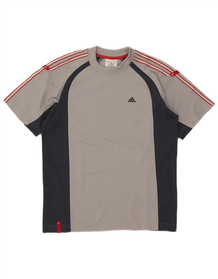 Camiseta Adidas Meninos 11-12 Anos Cinza Colorblock Poliéster