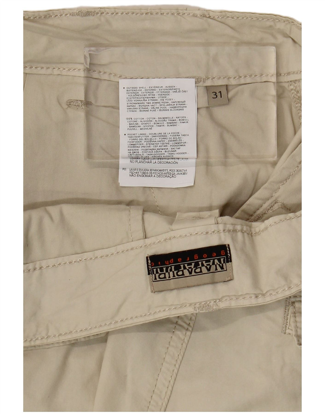 Shorts cargo masculino Napapijri W31 algodão bege médio