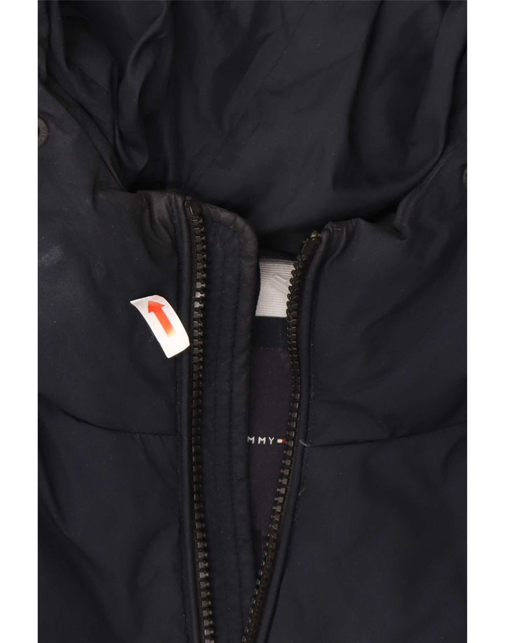 Jaqueta masculina acolchoada com capuz Tommy Hilfiger Reino Unido 38 poliéster azul marinho médio