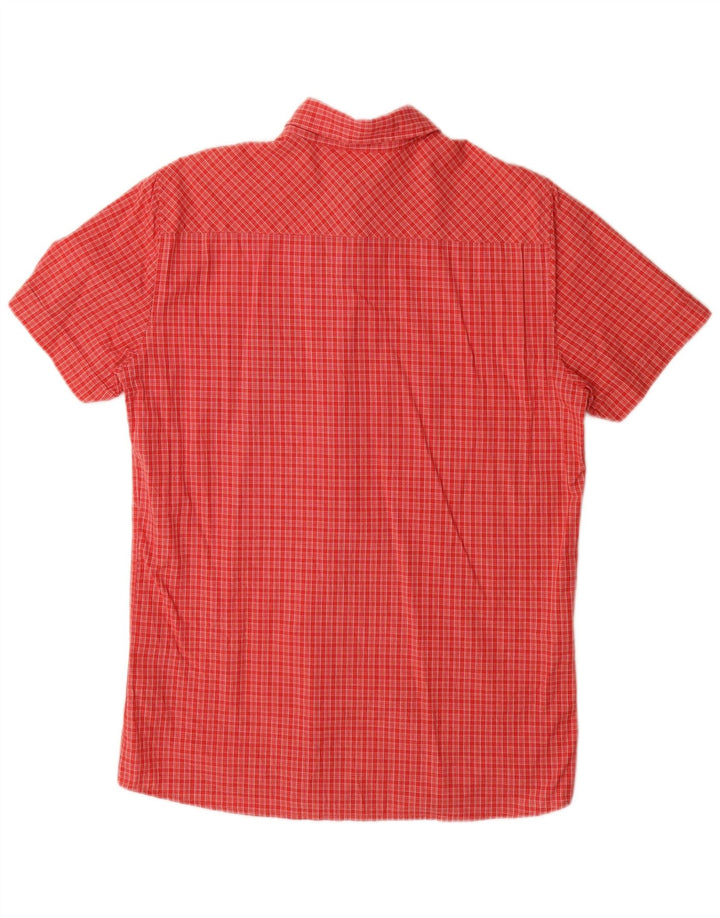 Camisa masculina MUSTANG de manga curta com ajuste regular e algodão xadrez vermelho pequeno