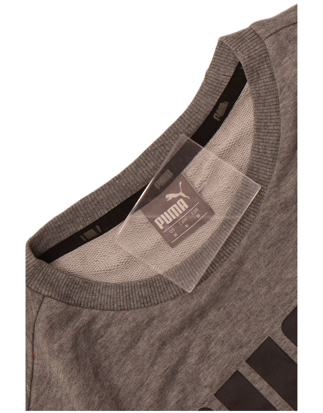Puma masculino gráfico moletom jumper médio cinza algodão manchado