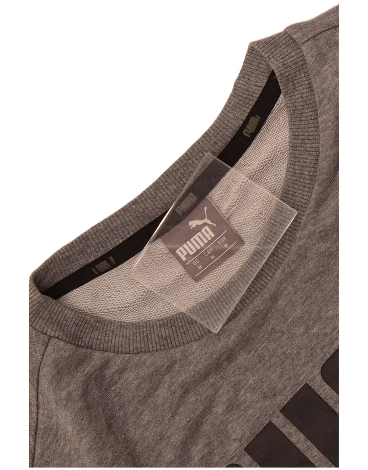 Puma masculino gráfico moletom jumper médio cinza algodão manchado