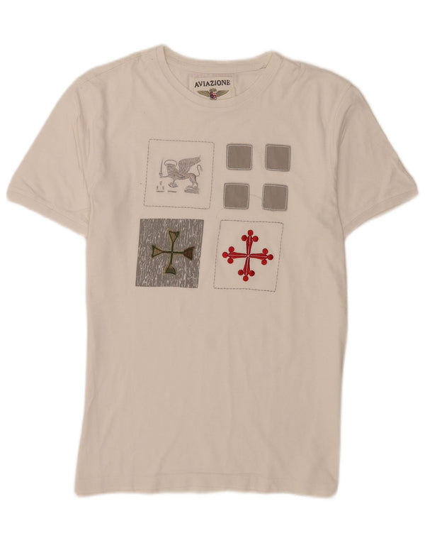 Aviazione Navale Mens Graphic T-Shirt Top Large White Cotton