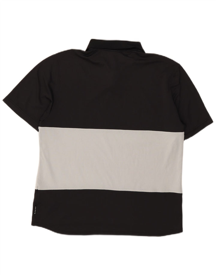 Camisa polo masculina Nike pequena preta colorblock poliéster