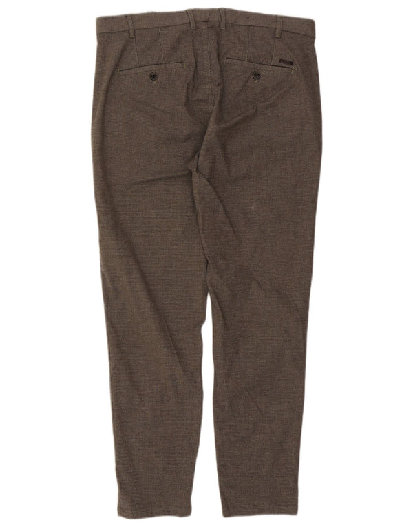 Zara Mens Slim Fit Chino Calças EU 46 XL W36 L28 Cinza Poliéster