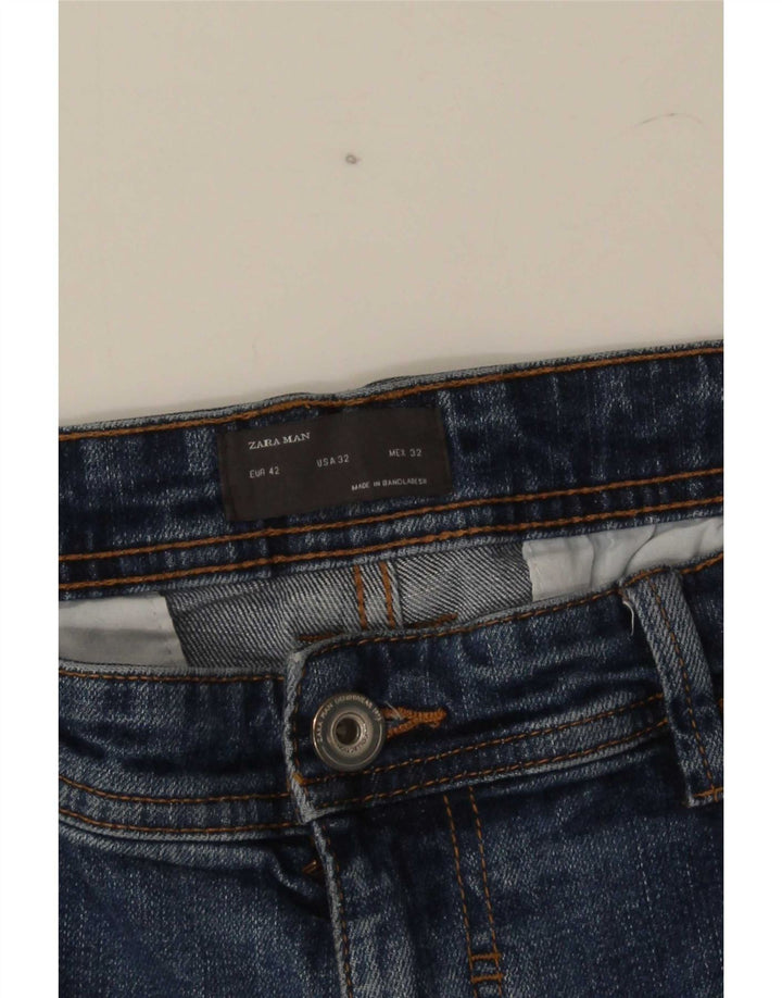 Zara Mens Denim Shorts EU 42 Grande W32 Azul