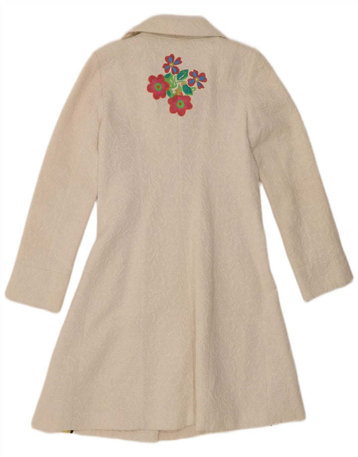 Sobretudo feminino Desigual EU 38 médio branco floral algodão