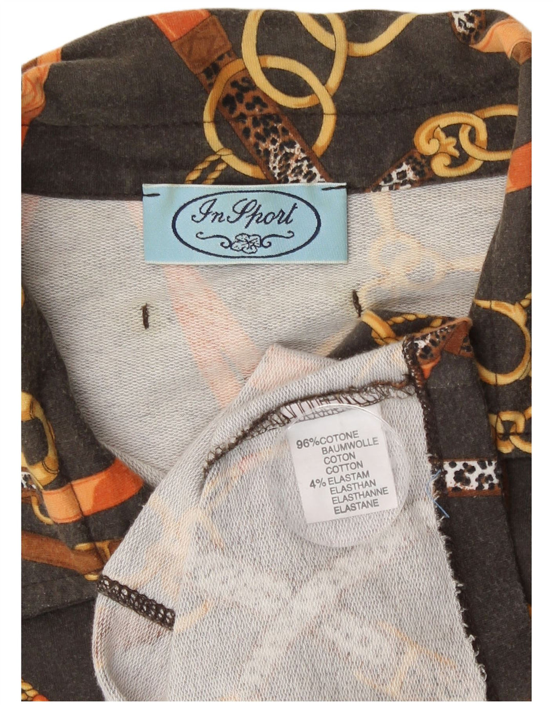 Camisa feminina vintage UK 14 algodão cinza médio