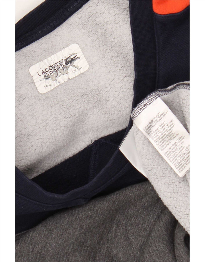 Moletom masculino Lacoste tamanho 8 3XL cinza colorblock algodão