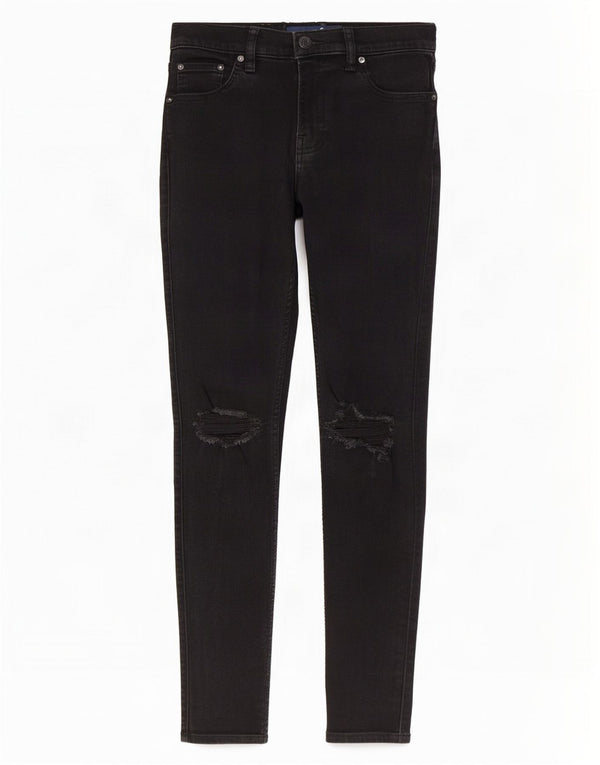 Calça jeans skinny feminina Hollister stretch desgastada W31 L29 algodão preto