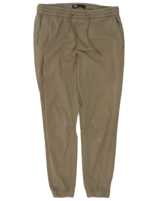 Calça jogger masculina Zara Chino grande W34 L29 cáqui