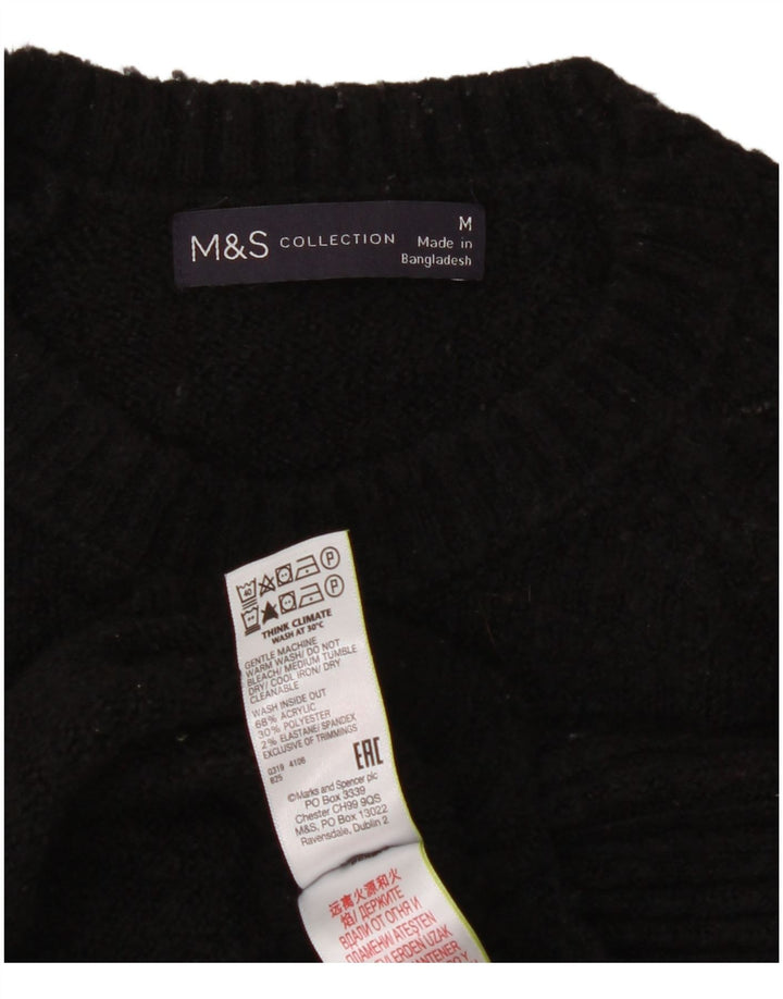Suéter feminino Marks & Spencer com gola redonda e gola redonda Reino Unido 14 médio preto