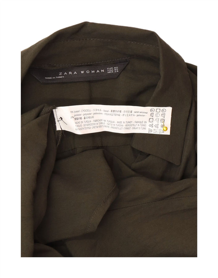 Pulôver feminino Zara manga 3/4 oversized Reino Unido 6 XS cáqui Lyocell