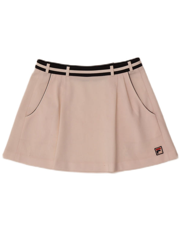Mini saia de tênis feminina Fila UK 12 poliéster listrado branco médio