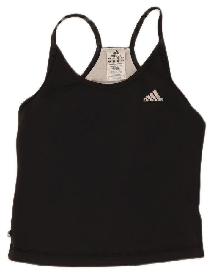 Adidas Womens Crop Vest Top UK 12 Médio Preto Poliéster