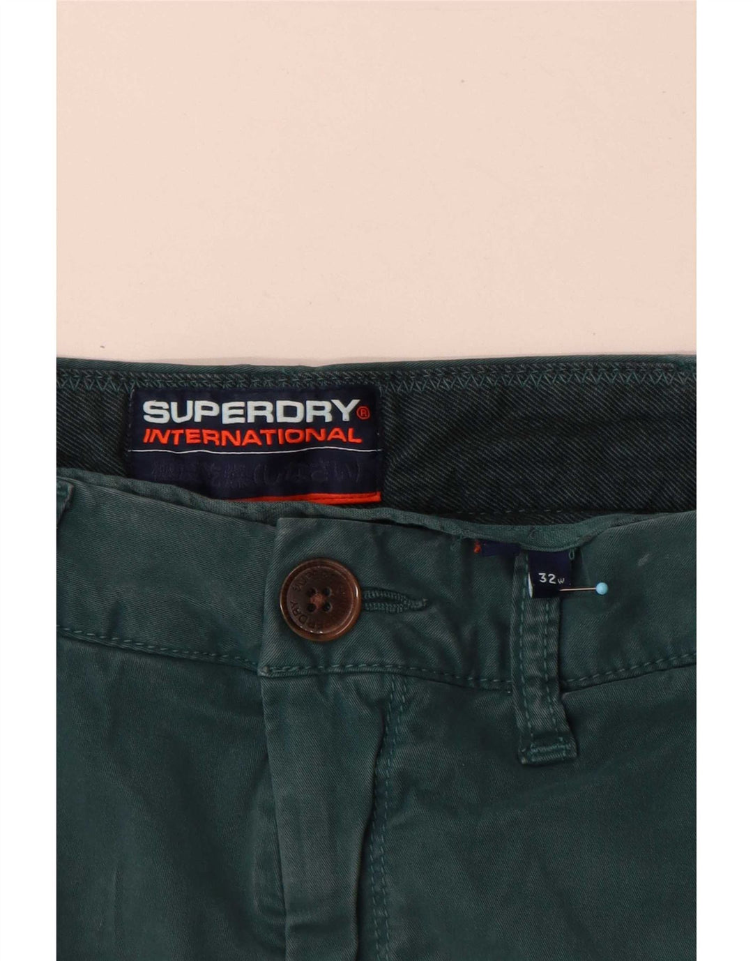 Superdry Mens Regular Chino Shorts W32 Médio Algodão Verde