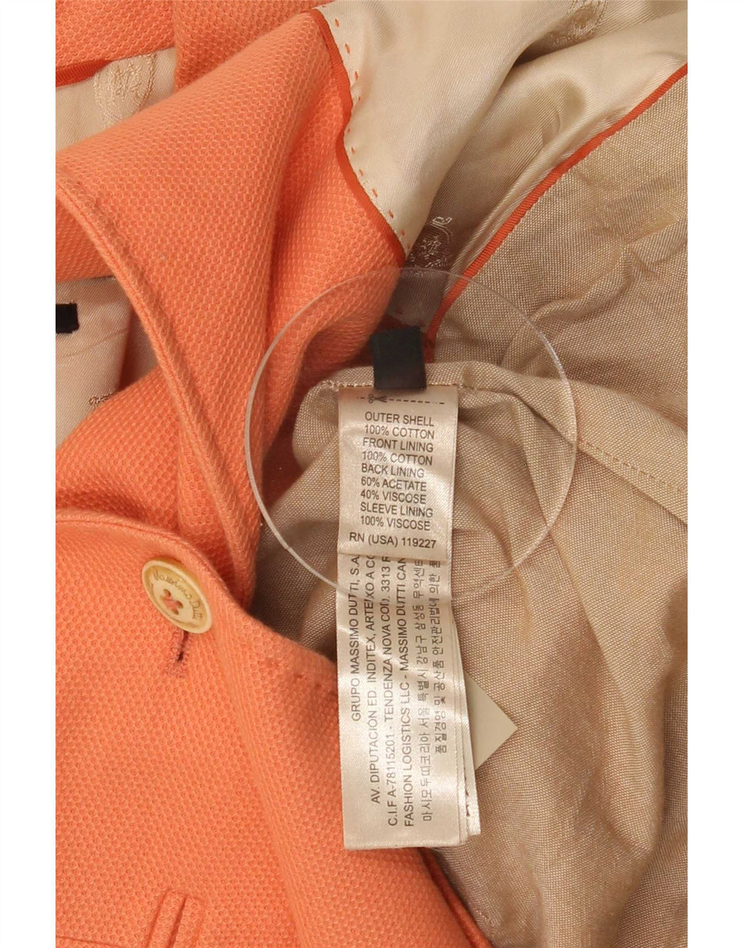 Jaqueta blazer feminina de 1 botão Massimo Dutti UE 38 algodão laranja pequeno