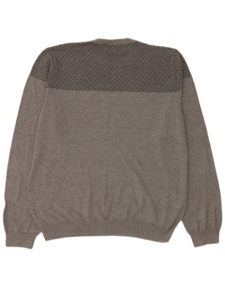 Suéter masculino Marks & Spencer com gola redonda e ajuste personalizado XL cinza