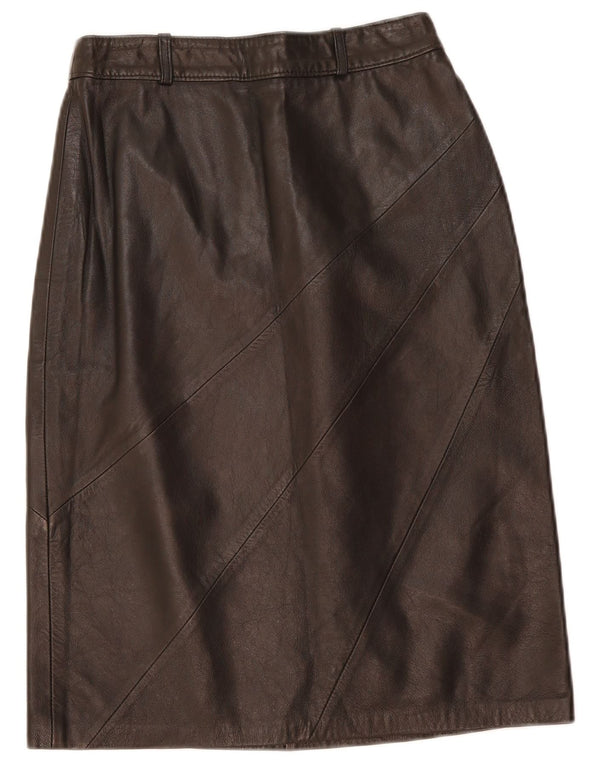 Saia de couro feminina vintage W26 pequena couro preto