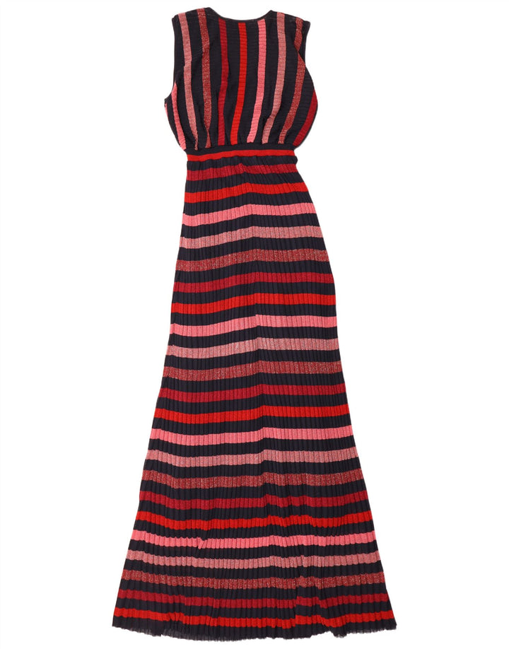 Vestido maxi feminino sem mangas Zara UK 12 médio listrado multicolorido