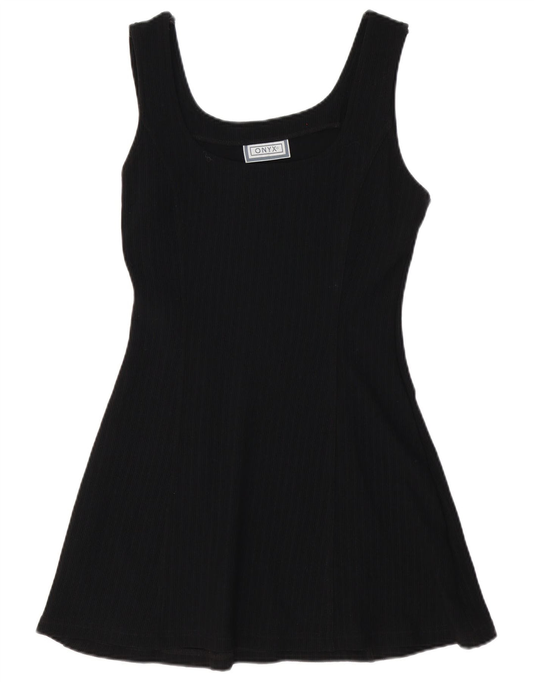 Vestido feminino Onyx sem mangas em linha A UK 12 médio preto poliamida