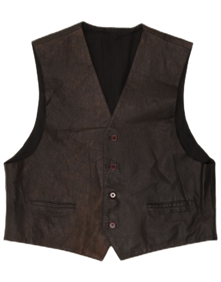 Colete de couro masculino VINTAGE IT 56 XL marrom