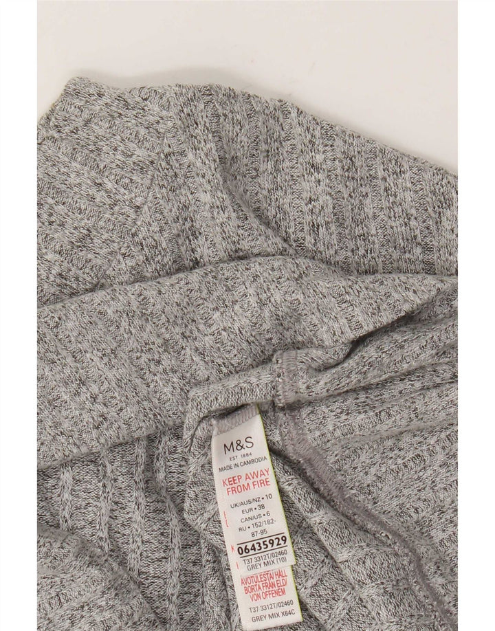 Suéter feminino Marks & Spencer com gola redonda Reino Unido 10 pequeno cinza manchado