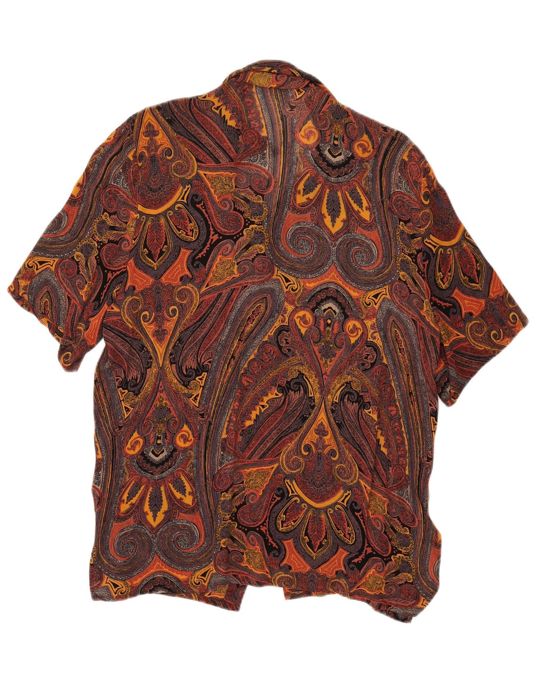 Blusa feminina VINTAGE de manga curta Reino Unido 16 grande paisley multicolorida