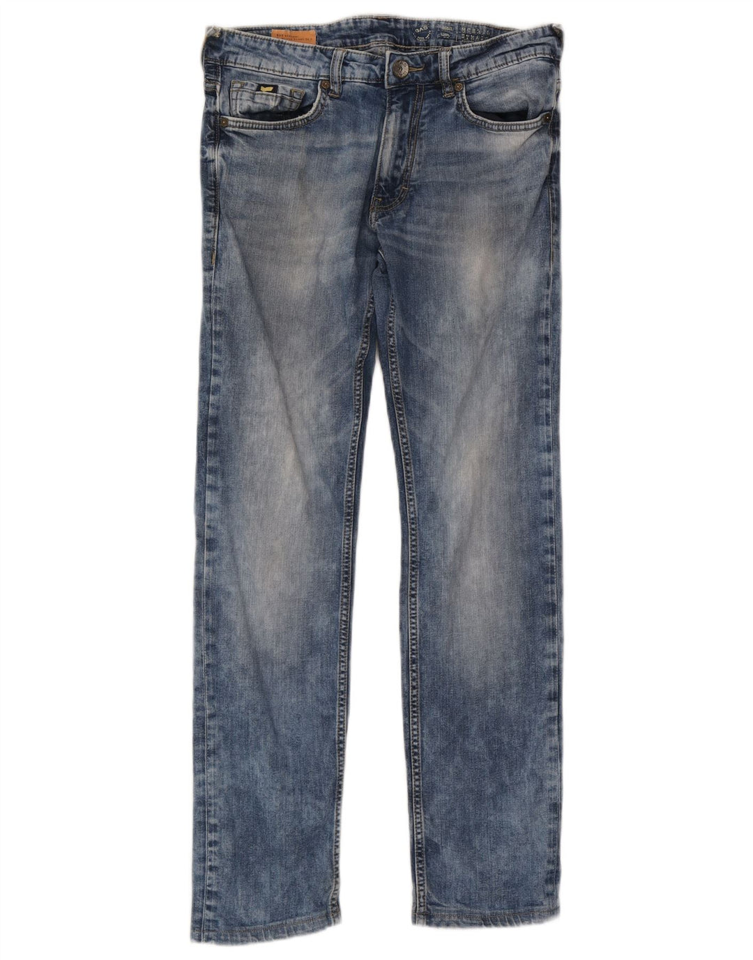 Calça jeans reta feminina Gas W32 L30 algodão azul