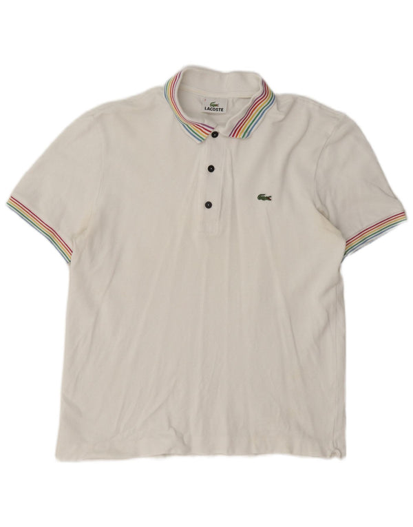 Camisa polo masculina Lacoste tamanho 3 pequeno algodão branco