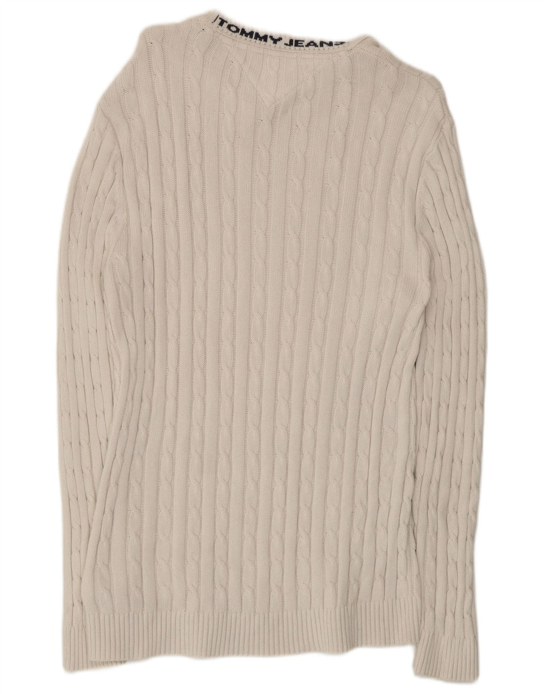 Suéter masculino Tommy Hilfiger com gola redonda, algodão branco médio