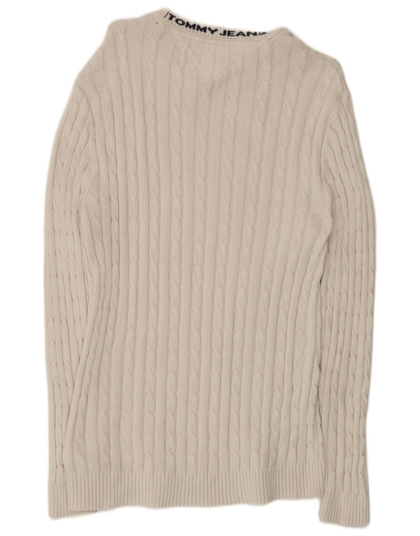 Suéter masculino Tommy Hilfiger com gola redonda, algodão branco médio