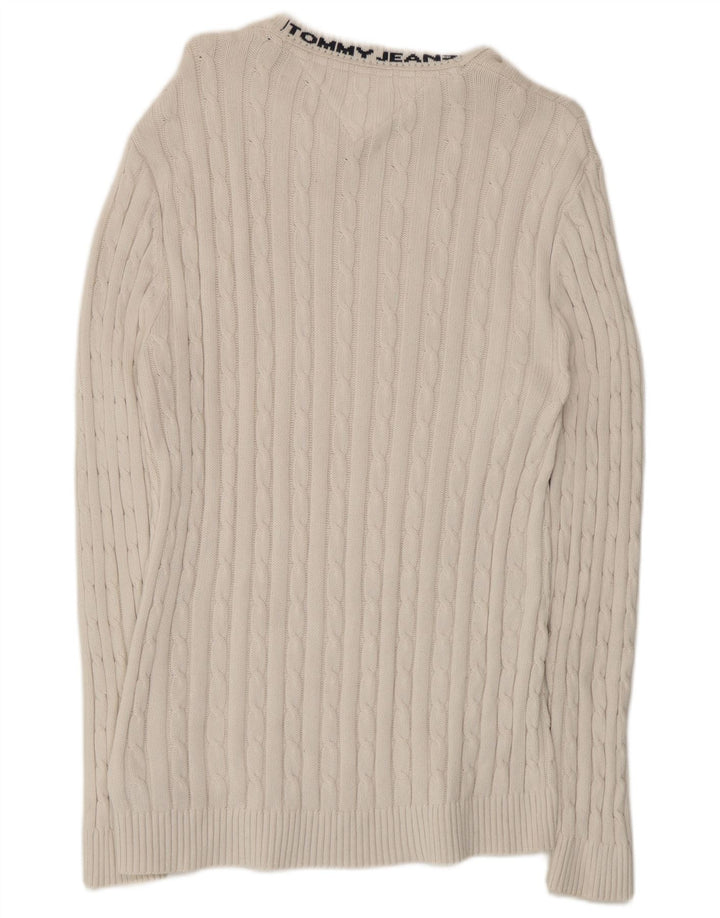 Suéter masculino Tommy Hilfiger com gola redonda, algodão branco médio