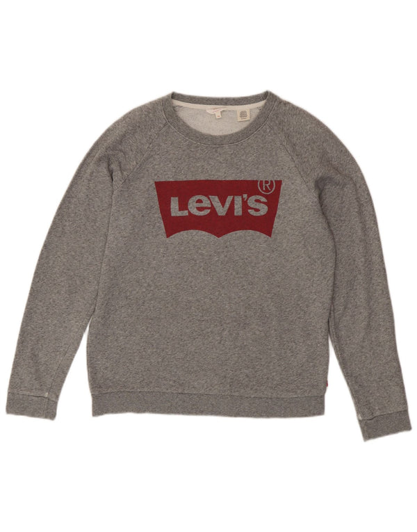 Moletom feminino Levi's Graphic Oversized Jumper UK 6 XS cinza manchado