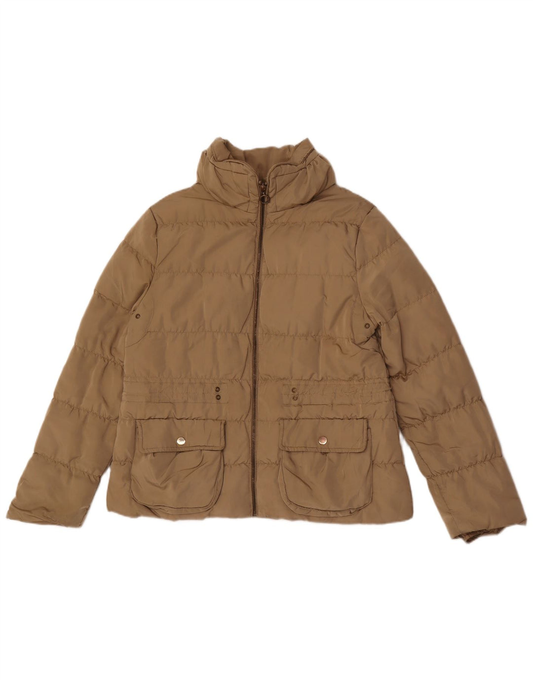 Jaqueta acolchoada feminina Zara UK 18 XL poliéster bege