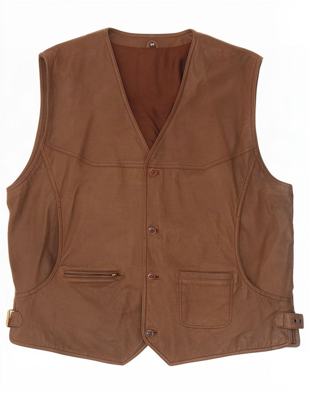 Colete de couro masculino vintage IT 64 5XL marrom