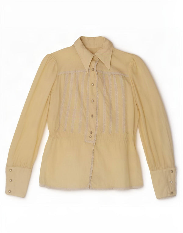 Blusa Camisa Feminina Vintage IT 44 Amarelo Médio
