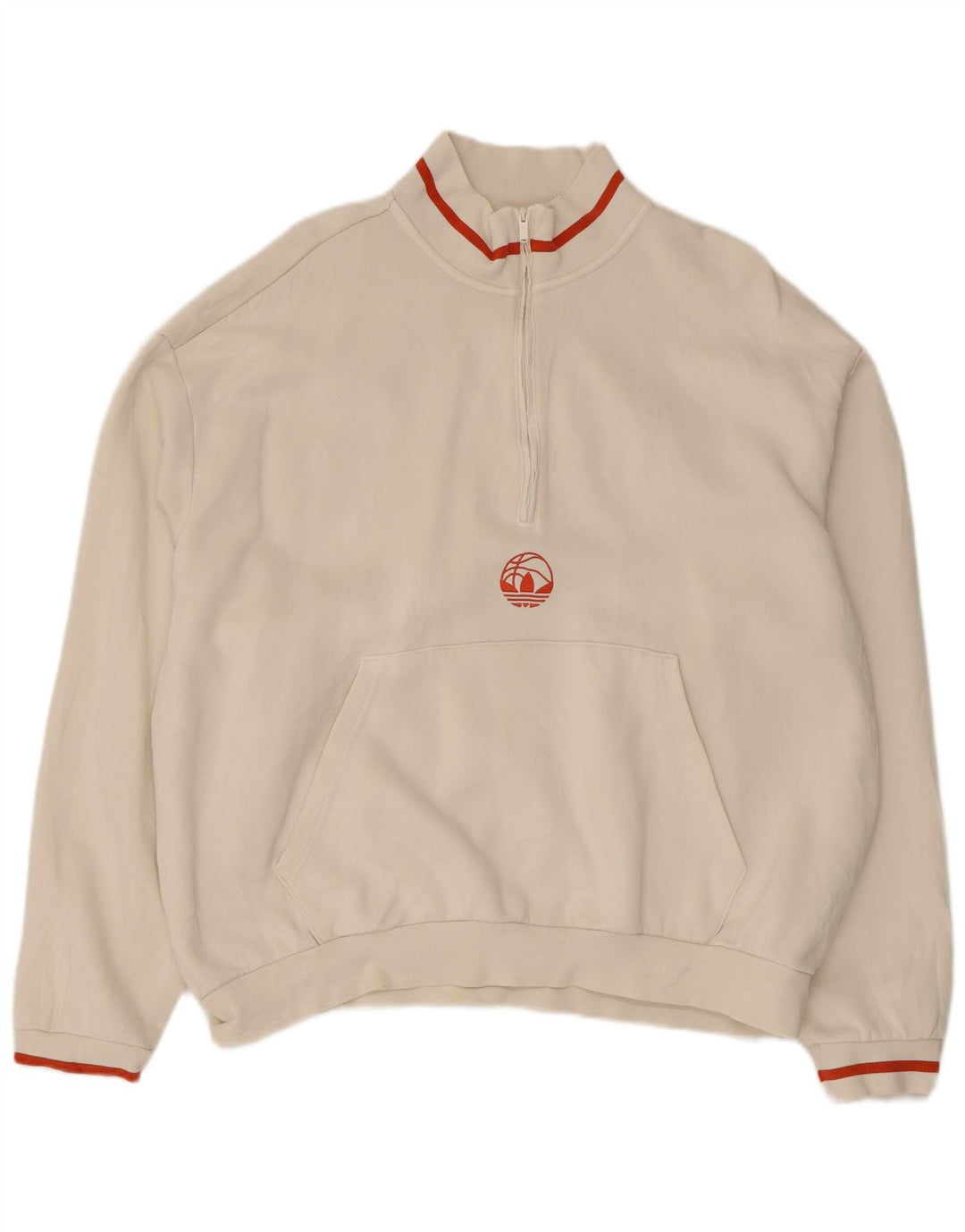 Adidas Mens Zip Neck Moletom Jumper XL Branco Algodão