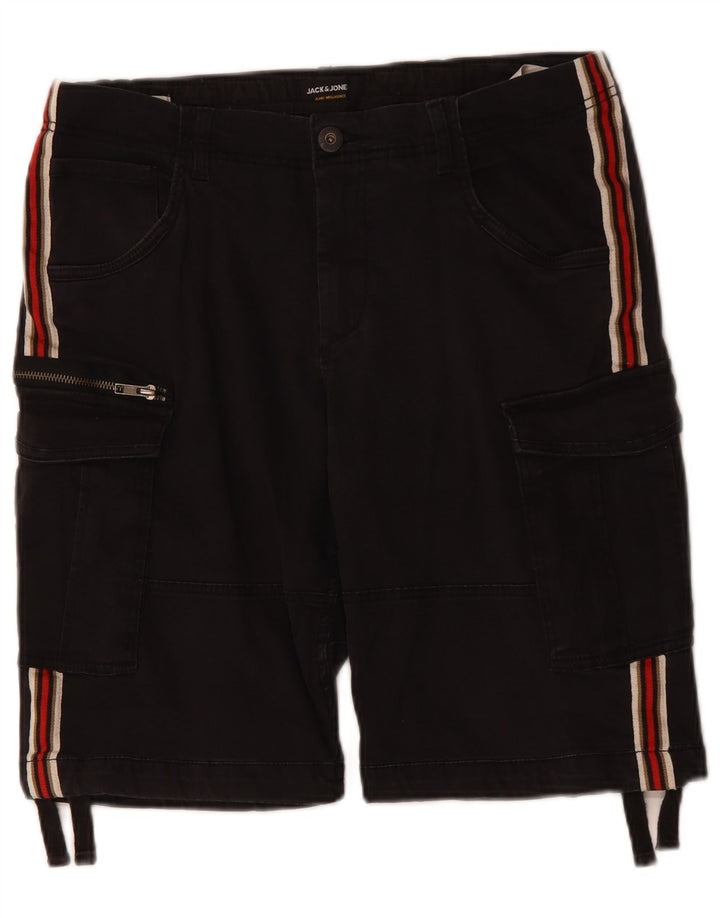 Shorts cargo masculino JACK & JONES Comfort Fit médio W30 algodão preto