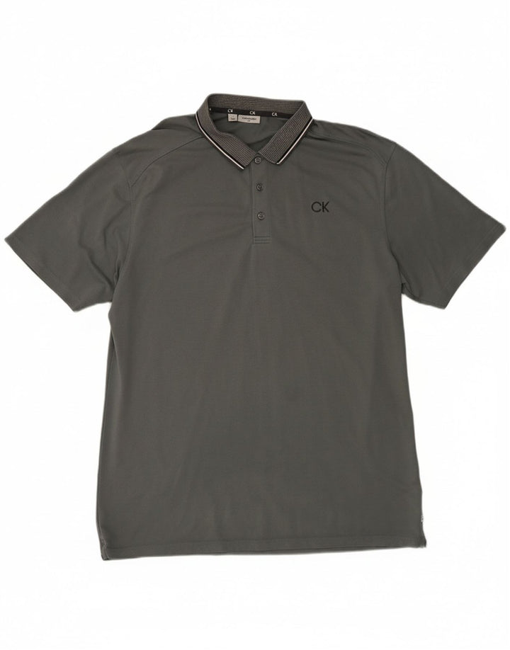 CALVIN KLEIN Camisa polo masculina de golfe XL algodão cinza