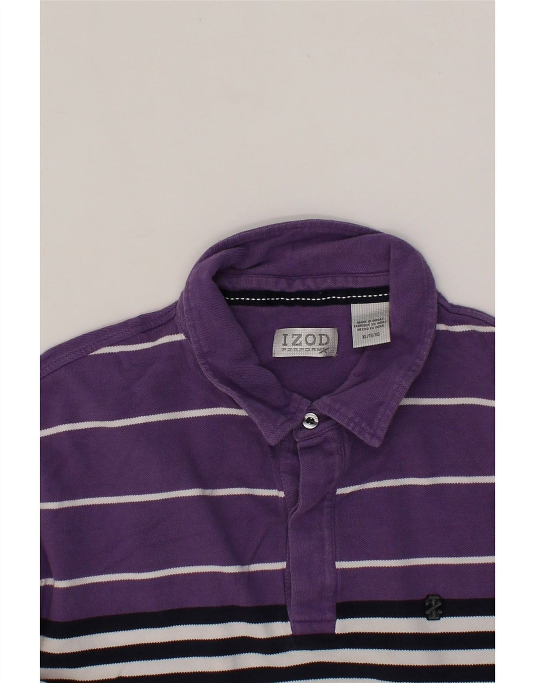 IZOD Mens Polo Shirt XL Purple Colourblock Cotton Vintage Izod and Second-Hand Izod from Messina Hembry 