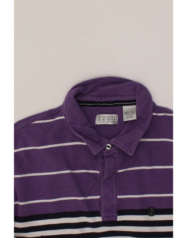 IZOD Mens Polo Shirt XL Purple Colourblock Cotton Vintage Izod and Second-Hand Izod from Messina Hembry 