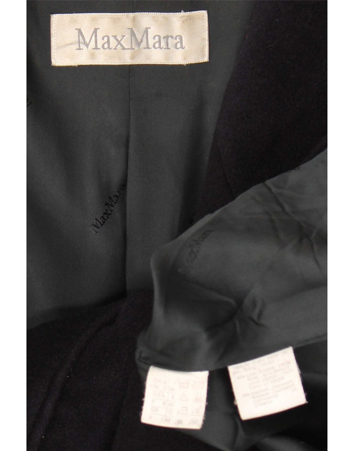 Max Mara Casaco feminino oversized com peito duplo Reino Unido 12 lã azul marinho médio