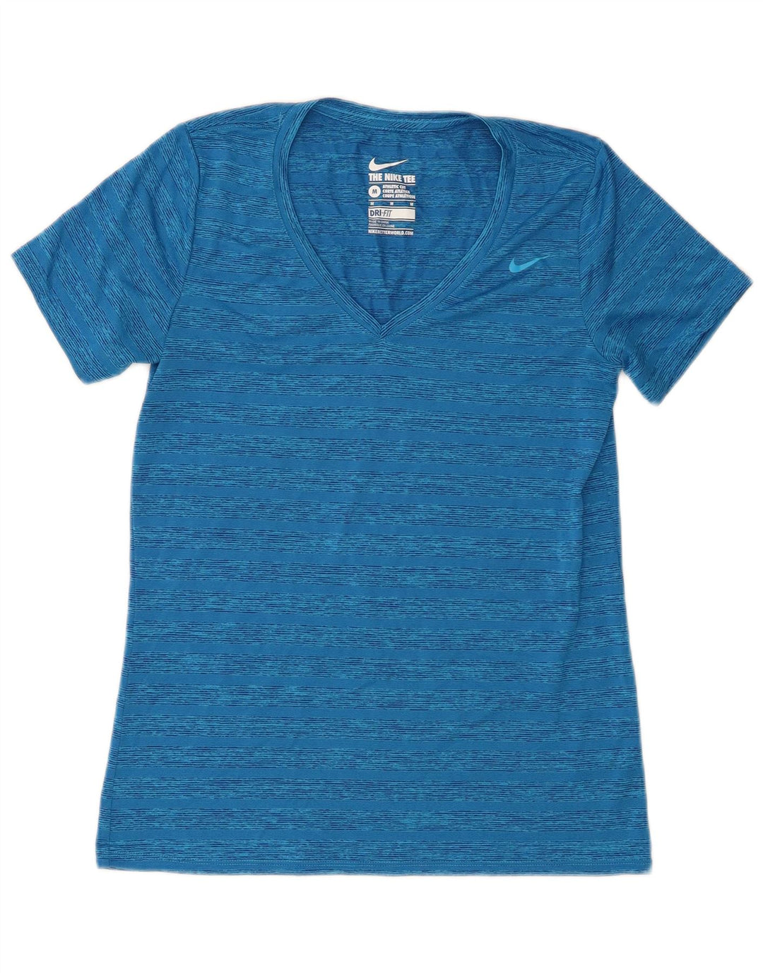 Camiseta feminina Nike Dri Fit Top UK 12 poliéster listrado azul médio