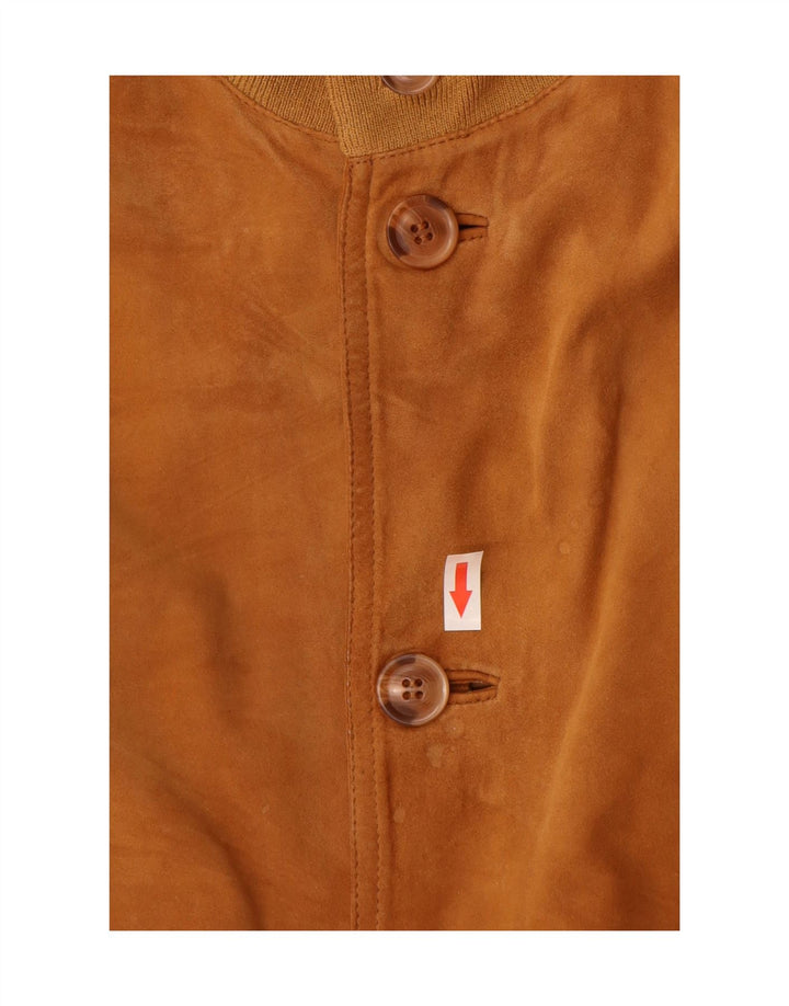 Jaqueta bomber masculina de camurça Luca D'altieri IT 50 grande couro bege