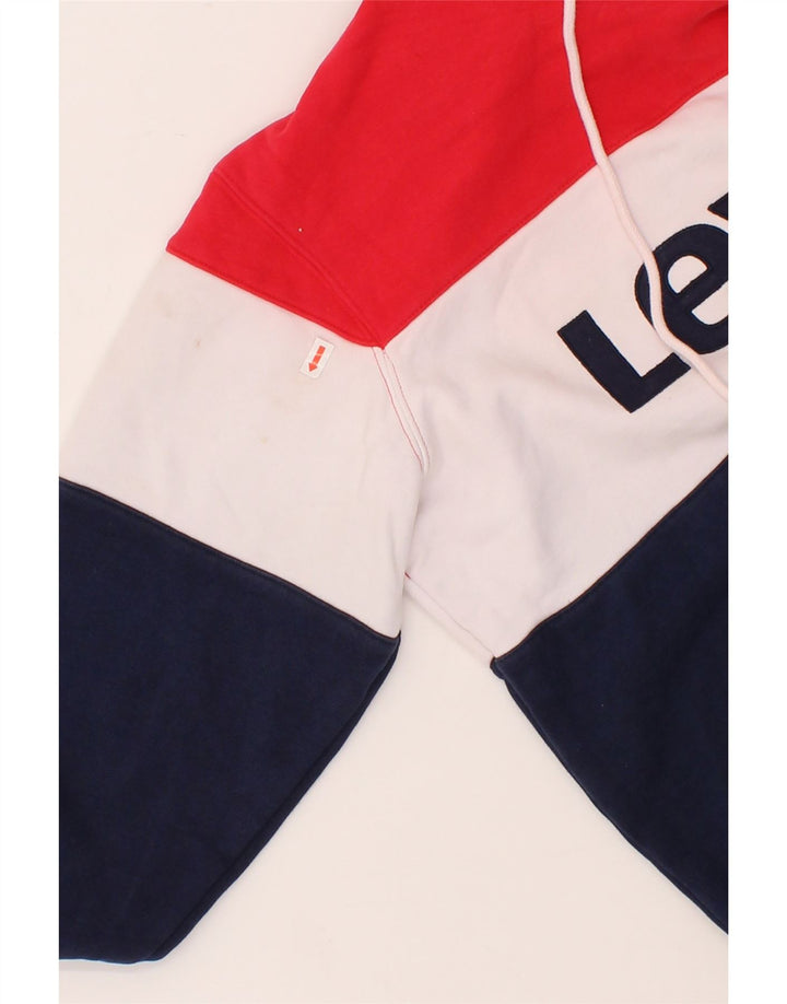 LEVI'S Womens Graphic Hoodie Jumper UK 16 Large Multicoloured Colourblock Vintage Levi's and Second-Hand Levi's from Messina Hembry 