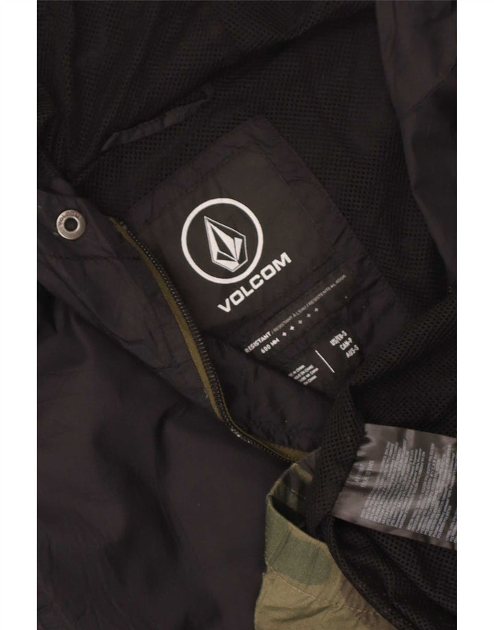 Jaqueta de chuva masculina com capuz Volcom UK 36 pequena camuflagem preta nylon